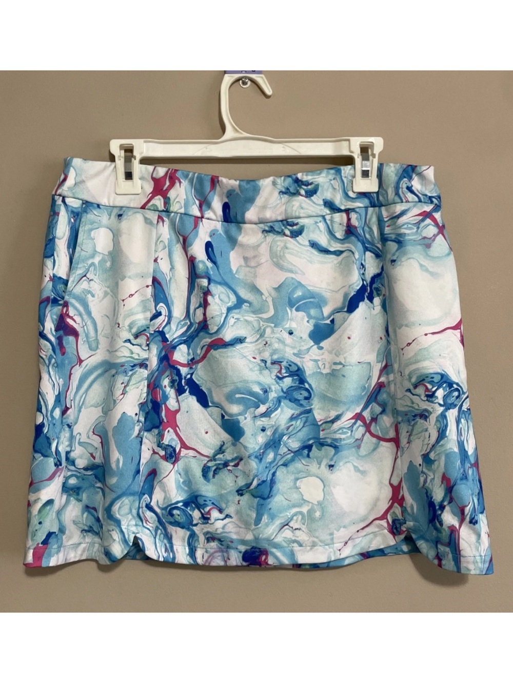 EP NY NWT Womens Marble Print Skort UV50+ Golf Tennis Pickleball Athletic Size L